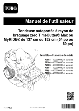 Toro TimeCutter MyRIDE 60in Zero Turn Riding Mower Manuel utilisateur