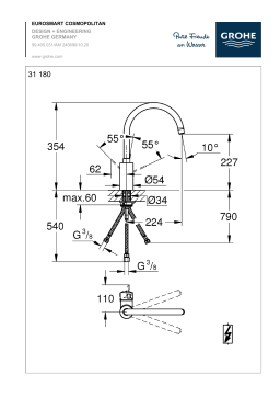 GROHE Spültischarmatur 'Eurosmart Cosmopolitan' Niederdruck chromfarben Installation manuel
