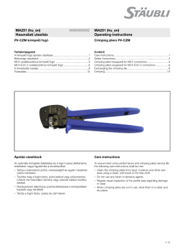 Staubli MA251 - PV-CZM... Mode d'emploi