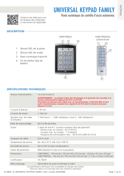 BEA UNIVERSAL KEYPAD FAMILY Mode d'emploi