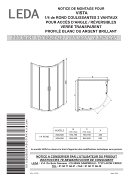Leda PAROI 1/4 DE ROND COULISSANT VISTA Mode d'emploi