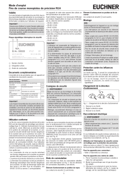 EUCHNER Fins de course monopistes de précision N1A Mode d'emploi