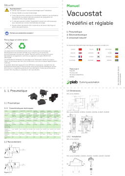 PIAB Vacuostat Prédéfini et réglable Manuel du propriétaire