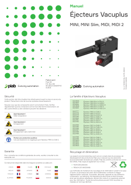 PIAB Éjecteurs Vacuplus MINI, MINI Slim, MIDI, MIDI 2 Manuel du propriétaire