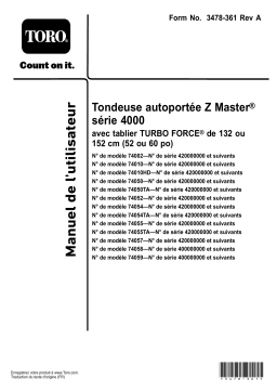 Toro 52in Z Master 4000 Series Riding Mower Manuel utilisateur