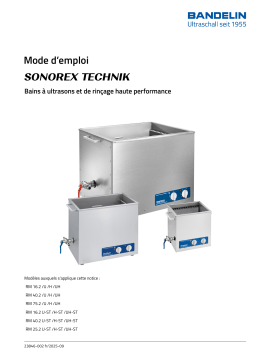 BANDELIN SONOREX TECHNIK RM 40.2 UH Ultraschallbad mit Überlauftasche und Heizung, 40 kHz Mode d'emploi