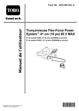 Toro Flex-Force Power System 41cm (16in) 60V MAX Chainsaw Manuel utilisateur