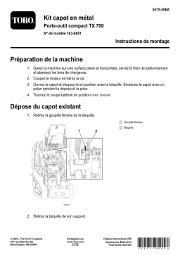 Toro Metal Hood Kit, TX 700 Compact Tool Carrier Guide d'installation