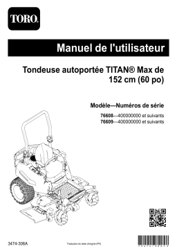 Toro Titan MyRIDE 60in Zero Turn Riding Mower Manuel utilisateur