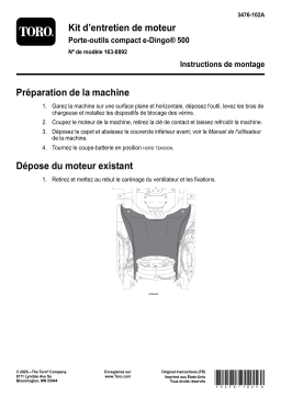 Toro Motor Service Kit, E-Dingo 500 Compact Tool Carrier Guide d'installation
