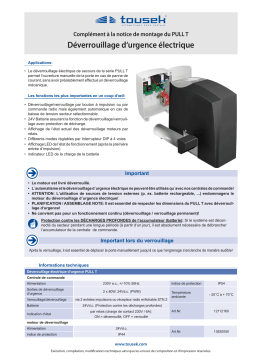 Tousek PULL-T-elektr-Notentriegelung Manuel du propriétaire