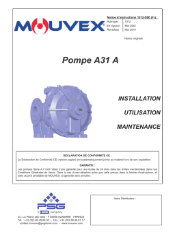 Mouvex 1012-D00 Pompe A31 A Manuel utilisateur