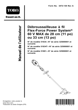 Toro Flex-Force Power System 11in or 13in 60V MAX String Trimmer Manuel utilisateur
