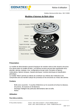 Conatex Modèles d'atomes de Bohr élève Manuel du propriétaire