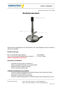Conatex Bec Bunsen gaz naturel Manuel du propriétaire