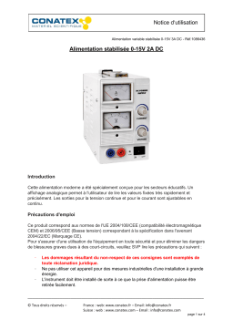 Conatex Alimentation 0-15V 0-2A DC Manuel du propriétaire