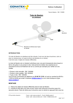 Conatex Tube de Newton en plastique Manuel du propriétaire