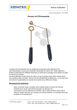 Conatex Anneau de S'Gravesande Manuel du propriétaire