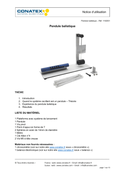 Conatex Pendule balistique Manuel du propriétaire