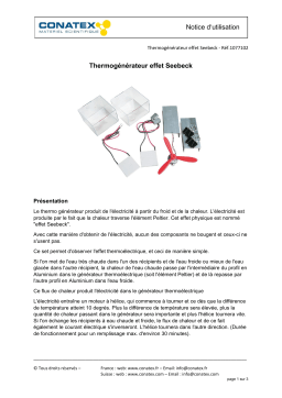Conatex Thermogénérateur effet Seebeck Manuel du propriétaire