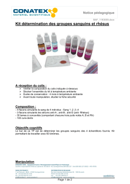 Conatex Kit détermination des groupes sanguins et rhésus Manuel du propriétaire