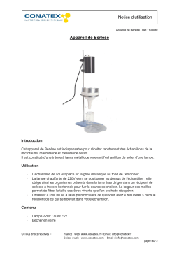 Conatex Appareil de Berlèse Manuel du propriétaire