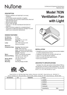NuTone 763N Manuel utilisateur