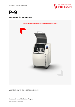 Fritsch Vibrating Cup Mill PULVERISETTE 9 Mode d'emploi